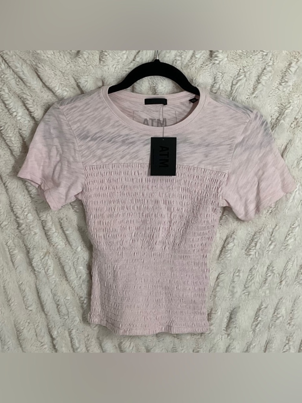 ATM Anthony Thomas Melillo Vintage Rose Short Sleeve Shirred Top